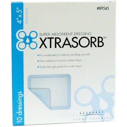 XTRASORB Super Absorbent Classic Dressing, Xtrasorb Nonadh Drs 4X5, (1 BOX, 10 EACH) by DERMASCIENCES