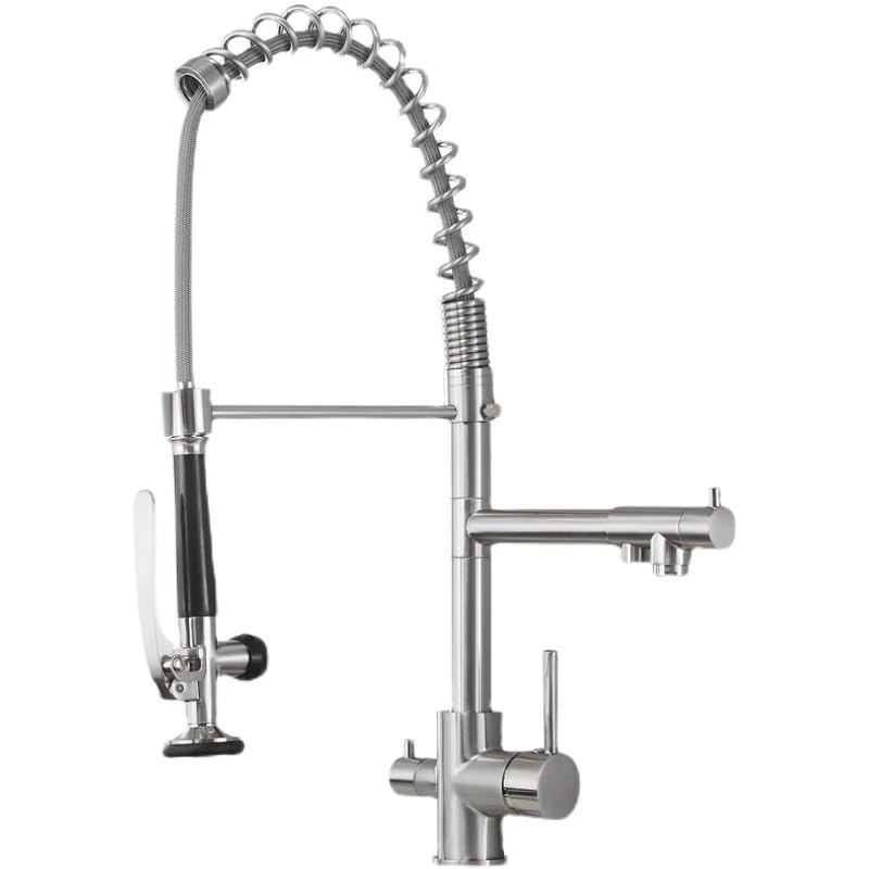 Robinet d'eau potable intégré et mitigeur de cuisine extractible double levier