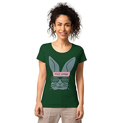 T-shirt bio femme Party Animal en coton premium vert bouteille doux ajusté XL