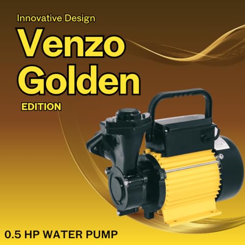 Image of VENZO 0.5 HP Self Priming Regenerative Water Pump | Golden Series | 100% Pure Copper Winding | High-Efficiency Monoblock Motor for Home, Garden, Overhead Tank | 1-Year Manufacturer Warranty