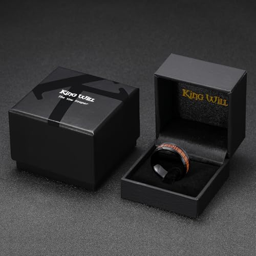 Image of King Will Nature Koa Wood Inlay Tungsten Carbide Wedding Ring 8mm Silver /Black /Gold /Green /Rose Gold /Blue Wedding Band for Men High Polished Anniversary Rings Comfort Fit Size 6-15