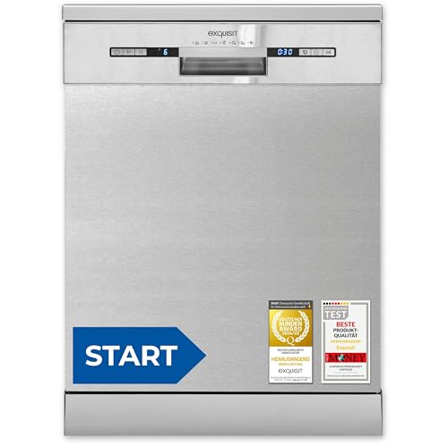 Exquisit START Geschirrspüler 60 cm, 13 Maßgedecke, Unterbaufähig, 11 Liter, Startzeitvorwahl, Restlaufanzeige, 7 Spülprogramme, GSP9313-030E inox