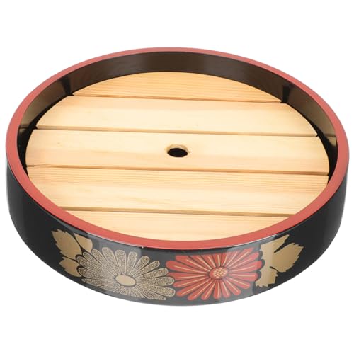 Plato sushi Veemoon redondo 24.5 cm plástico y madera miniatura 1