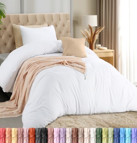 Image of Utopia Bedding Duvet Cover Set with Pillowcases- 2 Pieces Bedding Duvet Cover with Zipper Closure - 1 Duvet Cover with 1 Pillow Sham - Soft Brushed Microfiber (Twin /Twin XL, White)