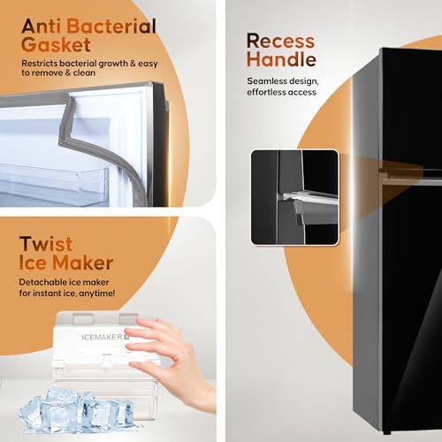 Image of Haier 328L 2 Star Frost Free Top Mount Refrigerator | Premium Black Glass | Convertible 10-in-1 | Digital Display Panel | Triple Inverter | Twist Ice Maker (2025 Model, HRF-3782PLKG-P, Black Glass)