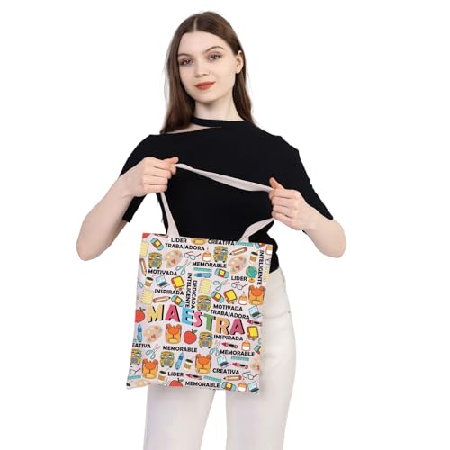 Bolso tote Maestra para profesora de español, regalo para maestras, bolso de hombro bilingüe (Maestra TB) miniatura 4