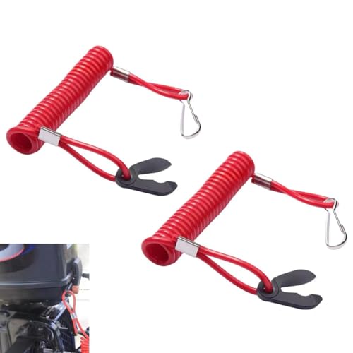 Cuerda de seguridad para motor fuera de borda - 2PCS Cordón de llave de interruptor de parada de emergencia para embarcaciones a motor, seguridad esencial para parada de emergencia del motor