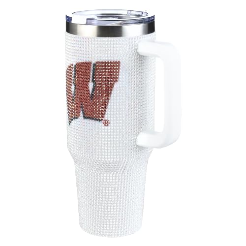 Image of The Memory Company Officially Licensed 40oz White Bling Game Day Tumbler, University of Wisconsin