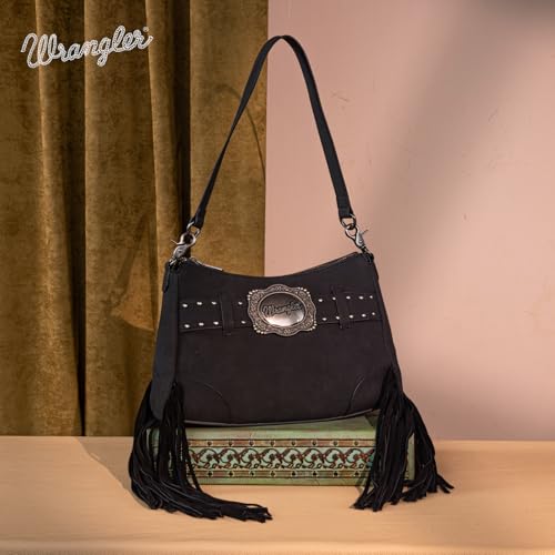 Montana West X Wrangler Hobo Bag for Women Fringe Wester Shoulder Bag Vegan Suede Tassel Hippie Crossbody Bag2
