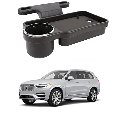 Image of Oshotto (FT-04) Foldable Car Auto Headrest Rear Back Seat Table Drink Food Cup Tray Holder Compatible with Volvo XC90 /V90 - Black