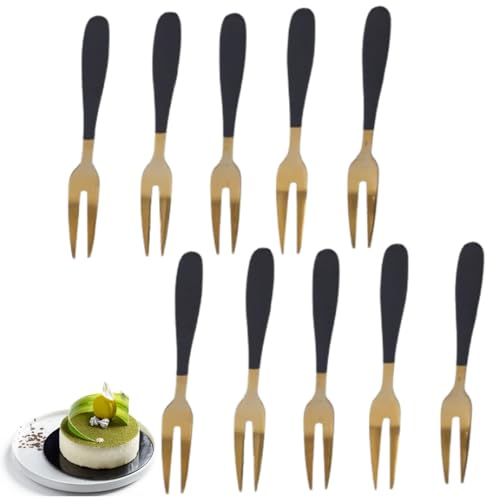 10PCS Mini Cocktail Forks, Stainless Steel Appetizer Dessert Forks for Party Restaurant Hotel Fruits Vegetables Appetizers Desserts Cakes