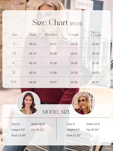 Arolina Womens Cable Knit Sweaters Long Sleeve V Neck Pullover Tops Casual Lightweight Polo Sweater Fashion Fall Outfits 6