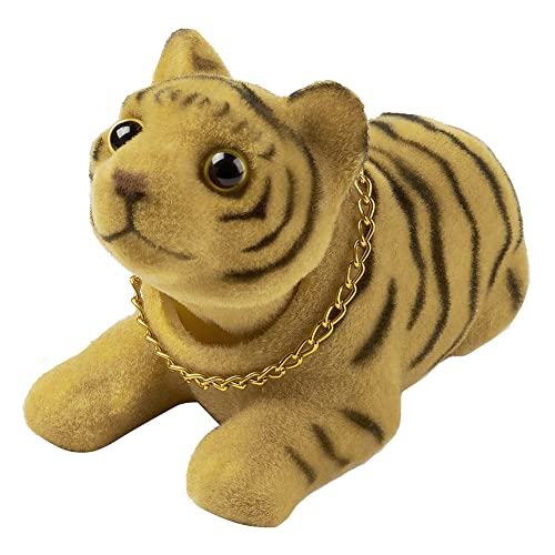 Blueshyhall Tableau de Bord secouant la tête Jouet de Danse Figurine Voiture Tableau de Bord décorations, Figurine Bobblehead pour Voiture( Tigre Jaune) Cover