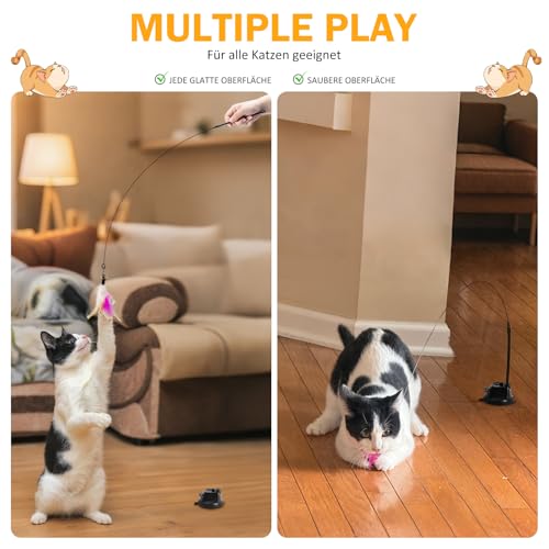 Miniatura 3 de Gingeruper Juguete Intercativo De Pluma Con Ventosa Para Gato, Varita De Alta Resistencia, Para Jugar Solo En Interior Red