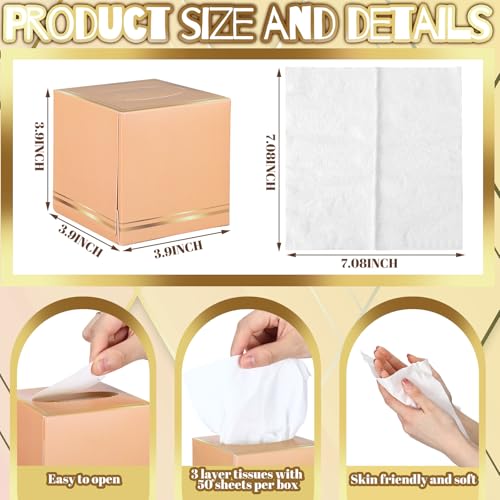 Image of Fourluoo 12 Pack Facial Tissues Cube Boxes Face Box 600 Sheets 3 Ply Soft Paper Square Tissues Bulk for Car Pocket Toilet Household Bedroom Family (Morandi Color)