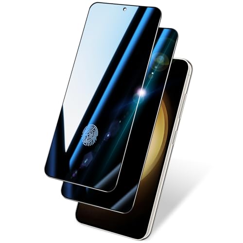 BSUWIN 2 Pack Privacy Screen Protector for Samsung Galaxy S23|Anti-Spy Tempered Glass with Fingerprint Unlock Support Anti-Scratch 9H Hardness & Easy Installation