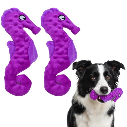 DtgEcd Indestructible Dog Toys, 2 Pack Purple Seahorse Dog Toy for Small Dogs, Wiggly Lobster Design, Durable Chew Toy for Aggressive Chewers, 27 * 7 Cm