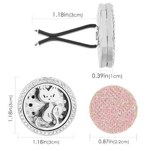 Image of Essential Oil Car Diffuser Vent Clips, Sparkling Essential Oil Car Diffuser, with 20 Refill Pads, for Long Lasting Automotive Odor Eliminator Decoration (1, Kitten + Cat paw)