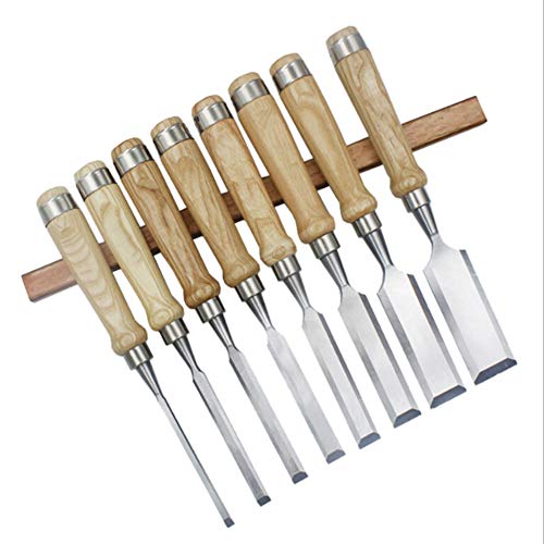 Chisels, Carbon Steel Carving Firmer Gouge Wood Chisel Set DIY Woodworking Handle Carpentry Tools Pack of 8 pcs