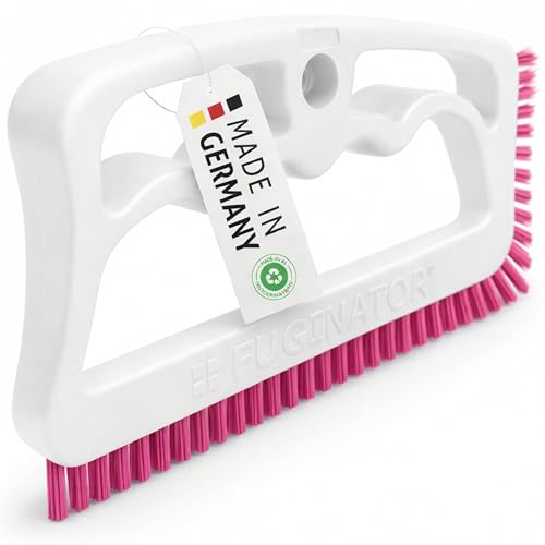 FUGINATOR | Fugenbürste für Bad WC & Küche Handliche Bürste zur Fugenreinigung von Wand- & Bodenfliesen Effektive Spaltreinigungsbürste für Enge Zwischenräume Made in Germany Weiß/Pink