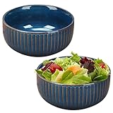 Hebaogugu Salatschüsseln Pcak mit 2 Stück, 1000 ml, große Servierschalen für Müsli, Nudeln, Obst, Suppe, dekorative Keramikschale mit goldenen Streifen für Zuhause, Restaurant (1000 ml)