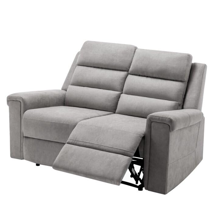 Image of Torque - Alina 2 Seater Fabric Manual Recliner | Recliner Sofa /Chair for Living Room, Bedroom, Office (Grey) | 1 Year Warranty