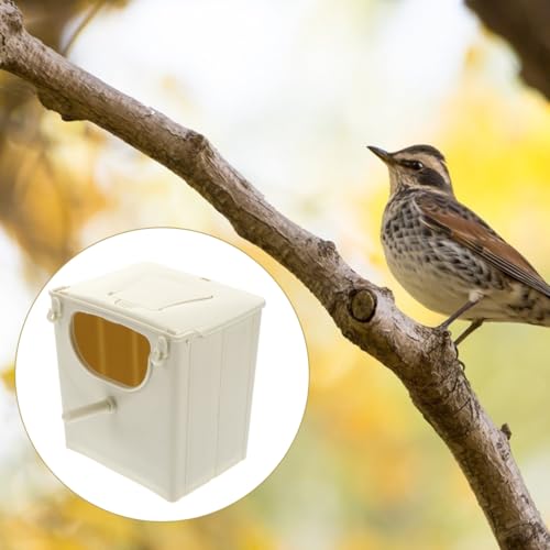 Image of Mikikit Bird Breeding Box Plastic Nest with Hinged Lid for Cockatiels Parakeets and Lovebirds Cage Mounted Breeding Resting Box 5.11X5.11X3.93 Inches