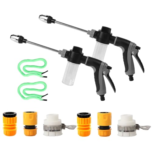 Pressure Washer - Limpiador de alta presión con 2 boquillas de pulverización, rotación de 360°, tres modos de pulverización, pistola de agua de alta presión para manguera de jardín, césped, jardín