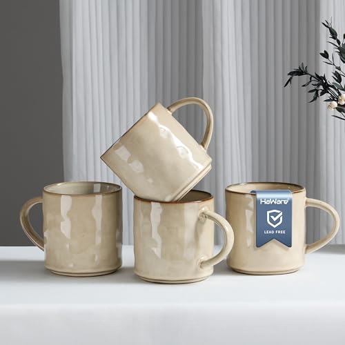 Comparison: Best Stoneware Coffee Set 3 HaWare 14OZ Coffee Mugs Set of 4, Stoneware Coffee Cups with Handle, Latte Mug for Man, Woman, Dad, Mom, Modern Tea Mugs for Latte/Cappuccino/Cocoa/Milk, Dishwasher& Microwave Safe, Saturn Khaki