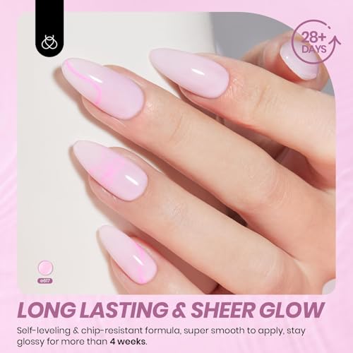 Image of Beetles Nude Gel Nail Polish - 15ml Purple Jelly Gel Polish Neutral Nail Polish Nail Concealer Sheer Translucent Effect Soak Off UV French Nail Art Manicure Salon DIY Gifts for Women