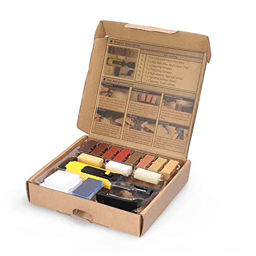 Sunydog Home Household Laminate Repairing Kit Floor Repairs Kit DIY Multifunctional Wood Board Repairs Tool Kit Wooden Floor Scratches Mending Utility Tool Kit with 11 Wax Blocks