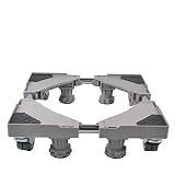 SMONTER Base réglable et mobile multifonctionnelle avec roulettes pour sèche-linge, machine à laver et réfrigérateur, 4 pieds+4 roues, gris