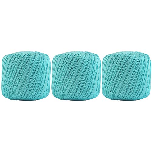 Image of ThreadArt 100% Cotton Crochet Thread Size 10, 3 Ball Pack, Aqua 22 | Soft pure cotton crochet thread for lace, doilies, amigurumi and crafts. Smooth finish with crisp stitch definition.