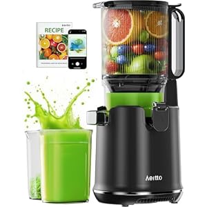 Cold Press Juicer, 5.3″ Extra Large Wide Mouth, Aeitto Slow Juicer Machines, High Juice Yield, Fit Whole Vegetables & Fruits, Professional Juice Extractor Machine,Self Feeding, Easy to Clean