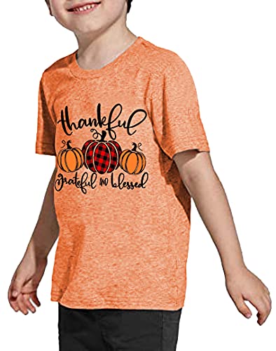 Thankful Grateful Blessed Shirts Toddler Boys Girls Thanksgiving Pumpkin T-Shirt Graphic Fall Tshirts3