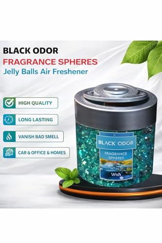 Image of BLACK ODOR Fragrance Spheres - Jelly Ball Air Freshener for Home, Office, and Car (Wish Scent, 70g)