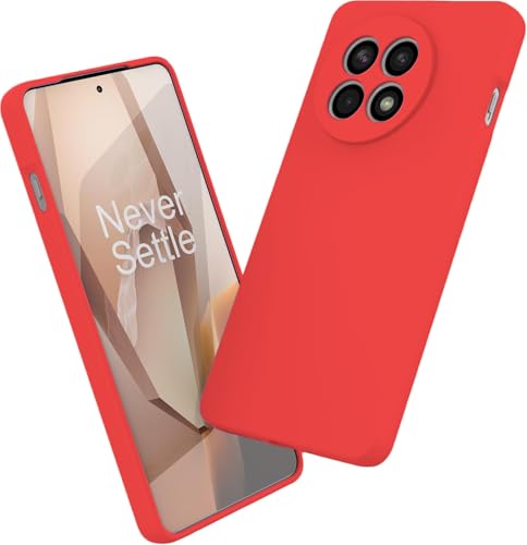 Image of DIZORO Compatible with OnePlus 13r 5G Back Cover with Upgraded Square Edges for Camera Protection Shockproof Flexible Matte Liquid Silicone Mobile Phone Case (Rose Red)