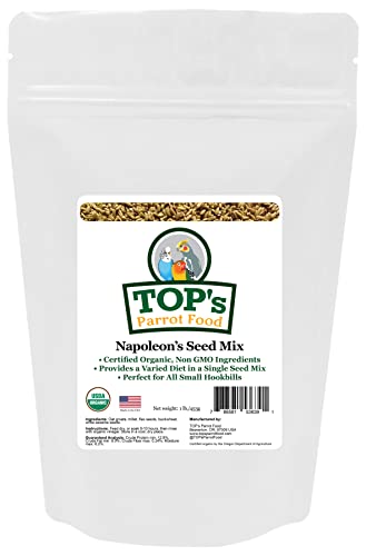 TOP's Napoleon's Seed Mix for All Small Hookbills, Non-GMO, Soy Free, Corn Free, USDA Organic Certified, 1 lb