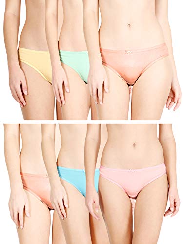 Image of Lux Cozi Women's Cotton Women's'S Plain Pack of 6 Hipsters Modern Solid Hipster Panties (Colors and Prints May Vary) (Pack 6)