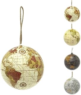 Vintage Style World Globe Christmas Tree Bauble | World Map Christmas Tree Ornament | Xmas Tree Planet Earth Bauble Hanging Christmas Decoration - Colour Varies One Supplied