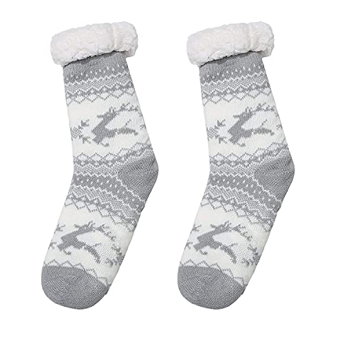 Image of Chassic Sherpa Lined Slipper Socks for Women, Non-Slip Cozy Winter House Socks, Soft Fuzzy Socks, Christmas Gifts for Women & Ladies Stocking Stuffers