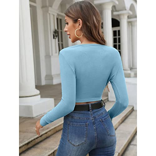 Image of GLARE & BLAIR Sweetheart Neck Lace Trim Long Sleeve Regular Fit Ribbed Tops for Women