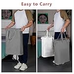 Slim Laundry Basket, Narrow Laundry Hamper with Handles, Collapsible Dirty Clothes Hamper, Tall Laundry Bin for Laundry Room, Dorm and Bedroom, 12.7 Gallons(48L) Beige - Image 3