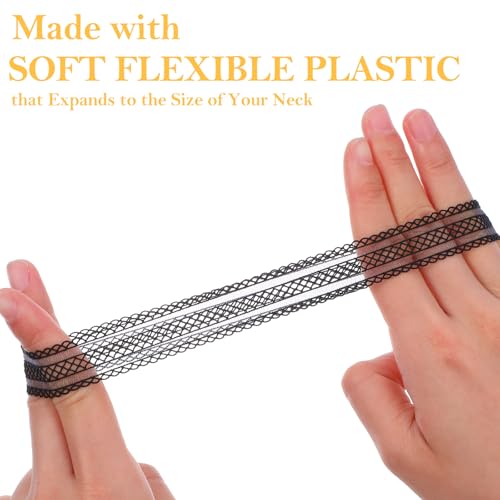 8 Pcs Black Choker Necklace Lace Velvet Chocker Set Layered Classic Choker Necklace Velvet Collar for Women Adjustable Gothic Punk Halloween Classic3