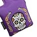 Gbourly Square Purple Golf Club Colorful Skull Skeleton Mallet Putter Head Cover Magnetic Closure Heel Shafted Satin Pattern PU Leather Headcover