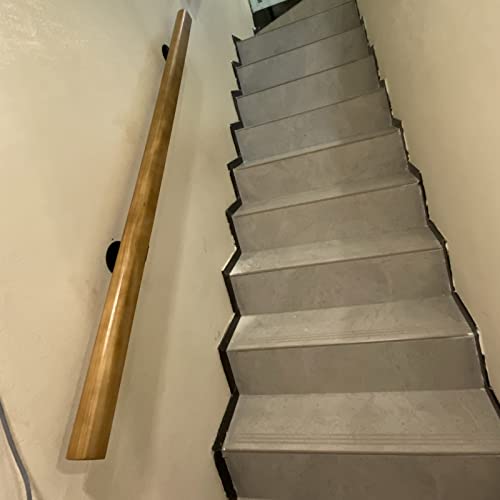 Rambarde rustique en bois pour escalier main courante murale 1.8m