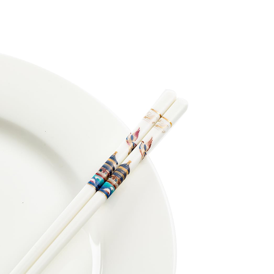 Coffret cadeau de baguettes en porcelaine japonaise, coffret cadeau de baguettes réutilisables lavables au lave-vaisselle avec étui, baguettes antidérapantes en céramique osseuse de haute qualité