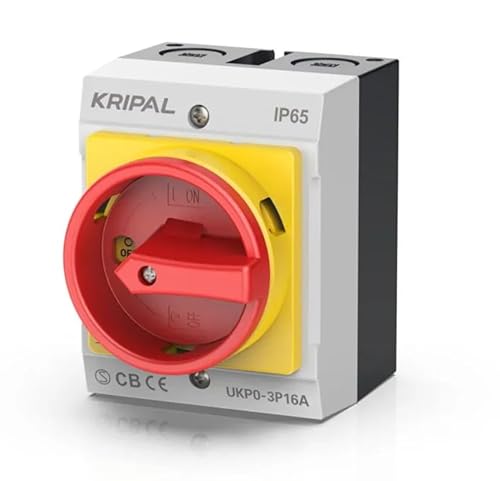 EKABEL24 Hauptschalter mit Gehäuse und Not-Aus-Funktion | Zuverlässiger Schutzschalter für Elektroinstallationen, Wechselschalter | Aufputz Schalter | 16A 3-polig