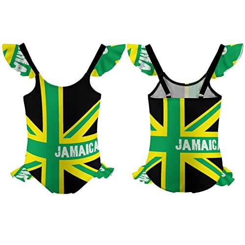 Jamaica Jamaican Kingdom Flag Cute Girl's One Piece Swimsuit Ruffles Adjustable Straps Sport Bathing Suit Beach Swimwear3