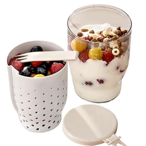 Generisch Overnight Oats Contenedor | Contenedor de comida de camping con tapas y cucharas - Organizador portátil antideslizante para frutas, frutos secos, leche, ensalada de yogur con leche